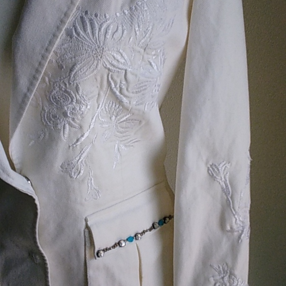 Class Roberto Cavalli White Embroidered Women's Blazer Gorgeous!!!! - Picture 15 of 15